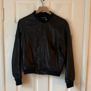 Rag & Bone Black Leather Bomber Jacket size medium